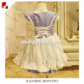 Short sleeve puple dress ruffle party clothing